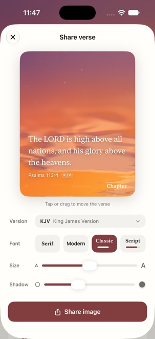 Sharing a verse as an image